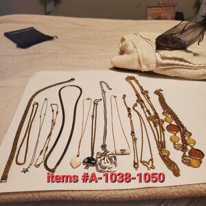 13 Necklaces, items # A-1038-1050, wt.192 grams.